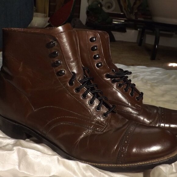 Stacy Adams Vintage Madison Boots Men’s Size 7.5 D Brown Leather - Picture 1 of 10